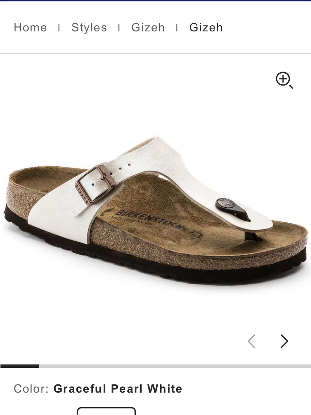 Birkenstock Gizeh Metallic Cream Thong Sandal